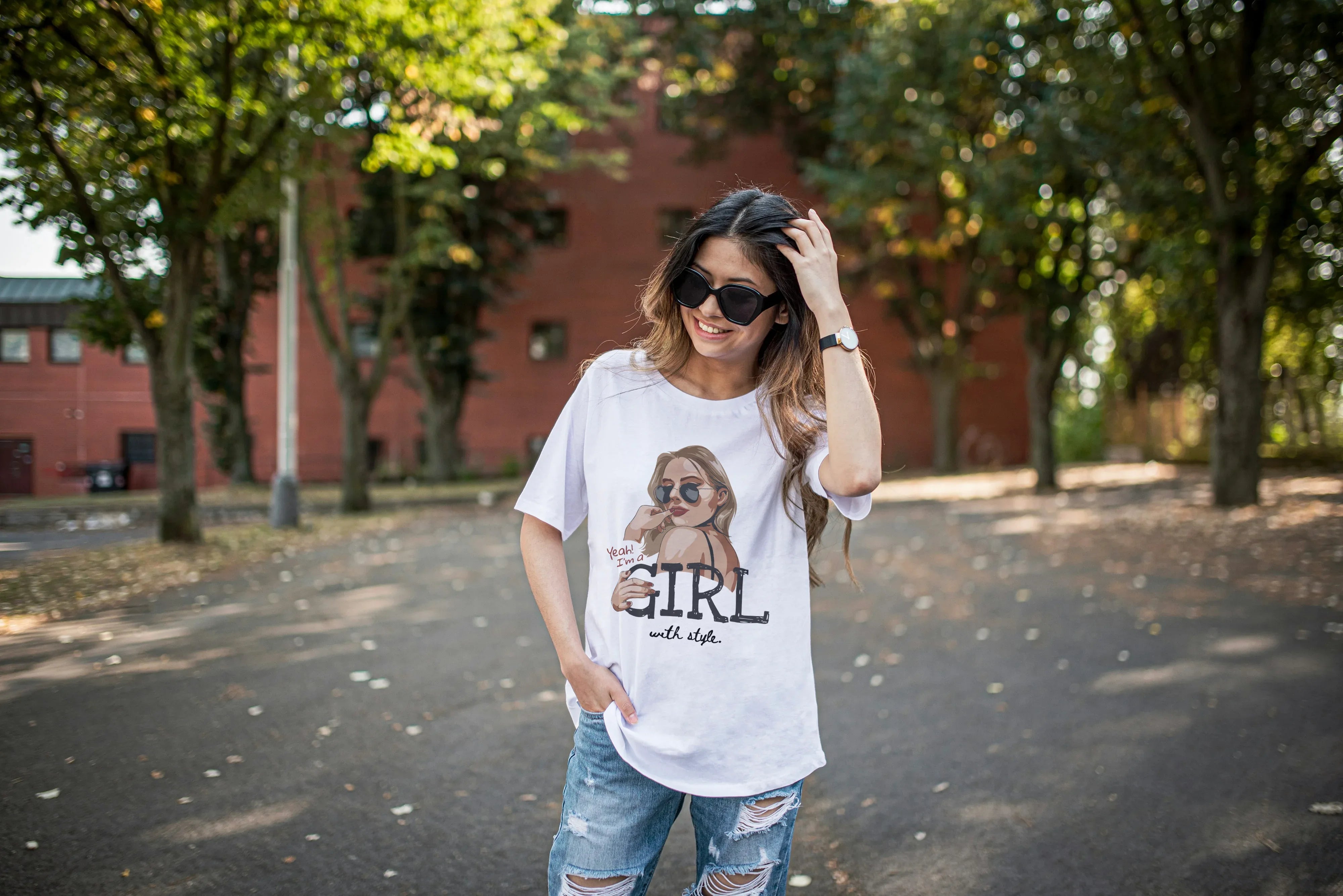 Girl With Style Graphic Oversized Classic T-Shirt for Women - Not So Suttle