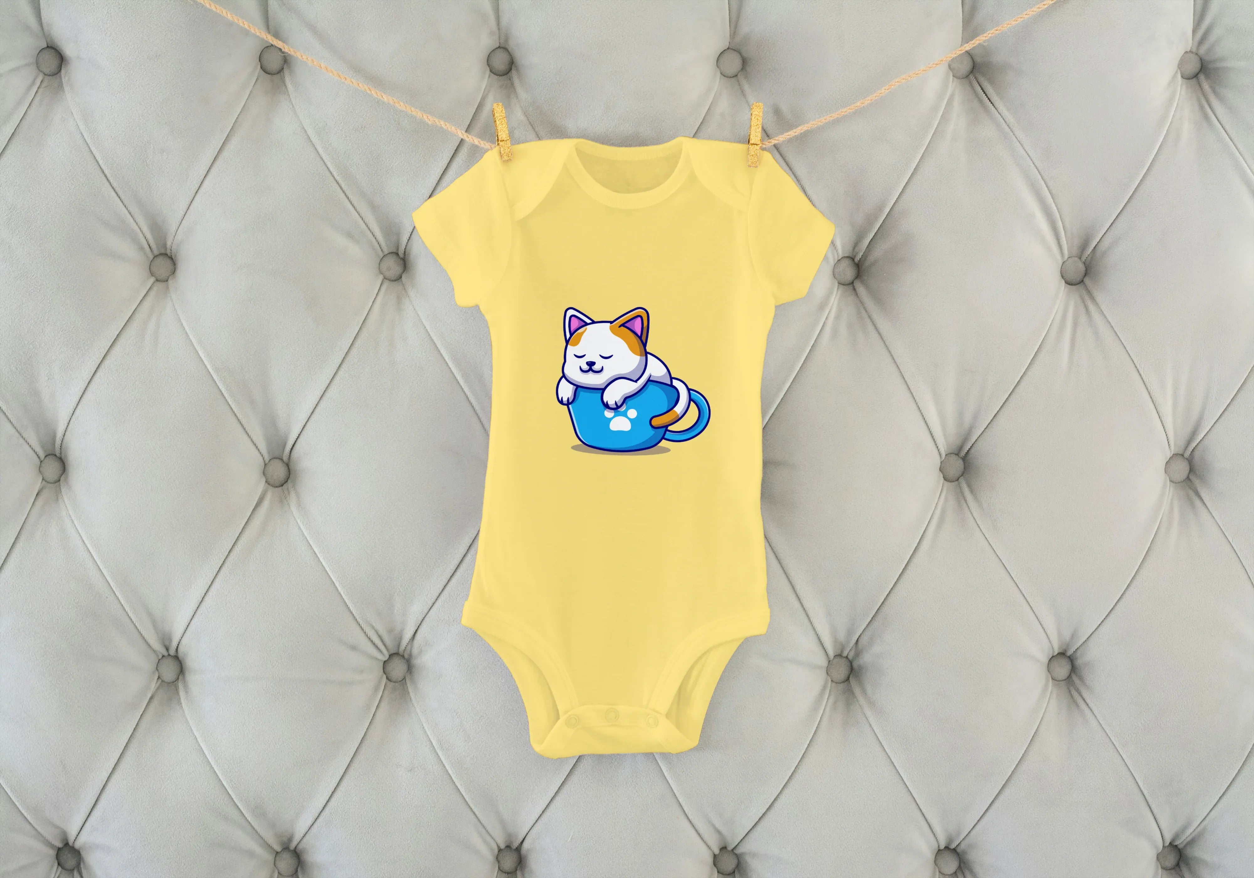 Kitten in Cup Graphic Kids Rompers - Not So Suttle