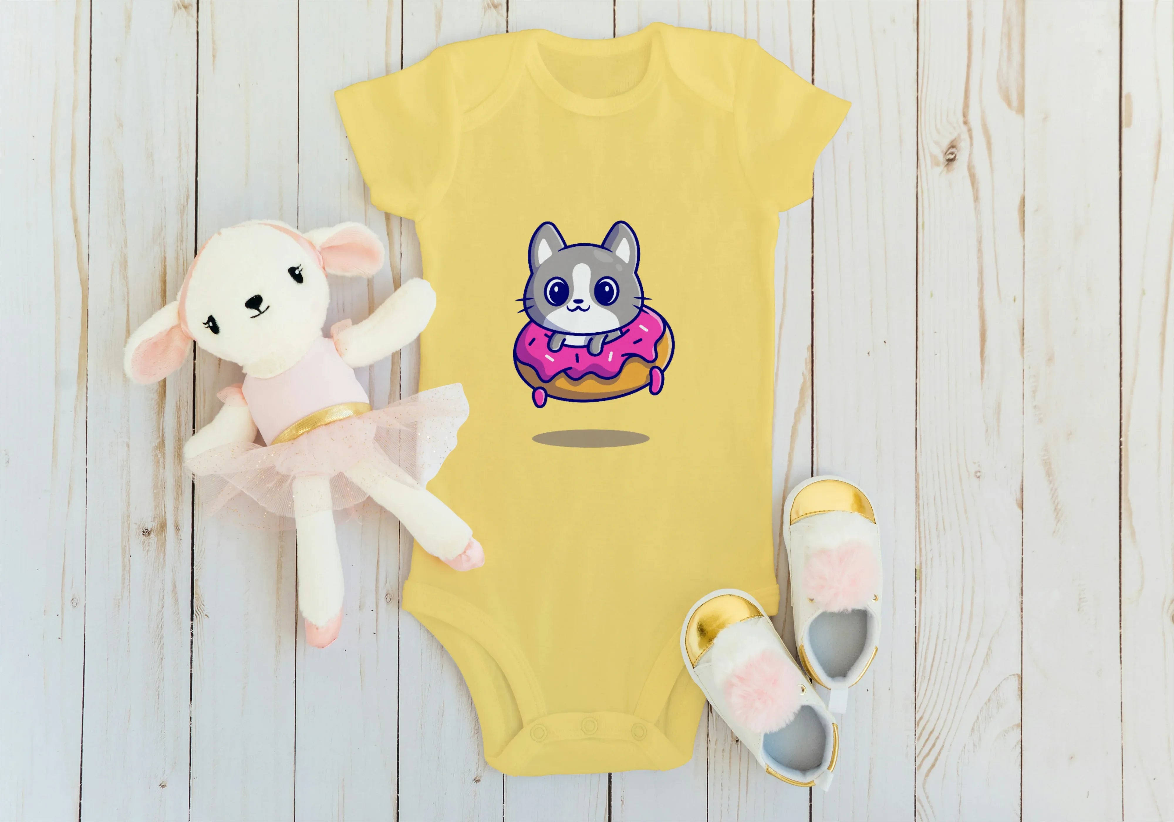 Kitten and Donut Graphic Kids Rompers - Not So Suttle