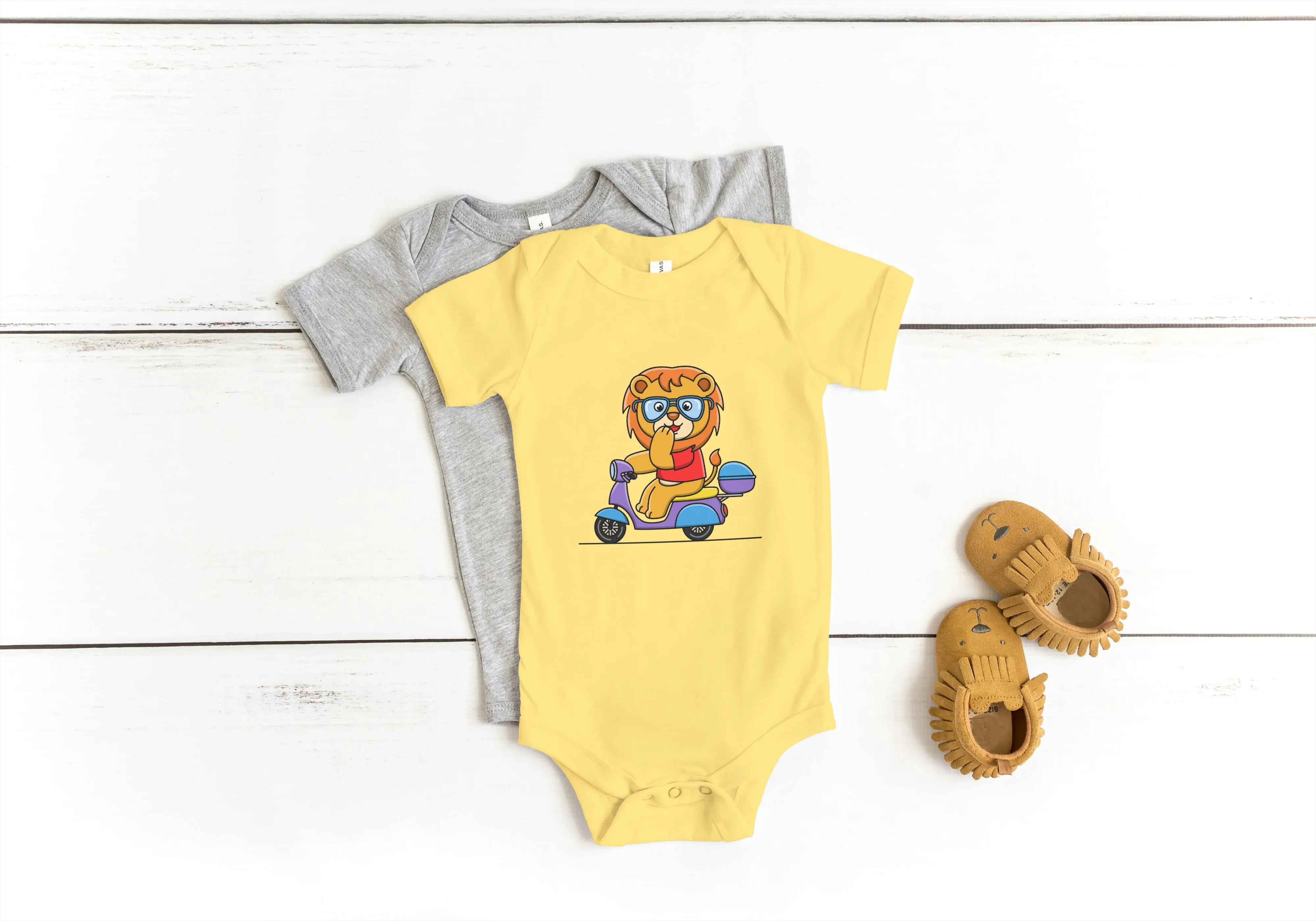 Lion on Scooter Graphic Kids Rompers - Not So Suttle