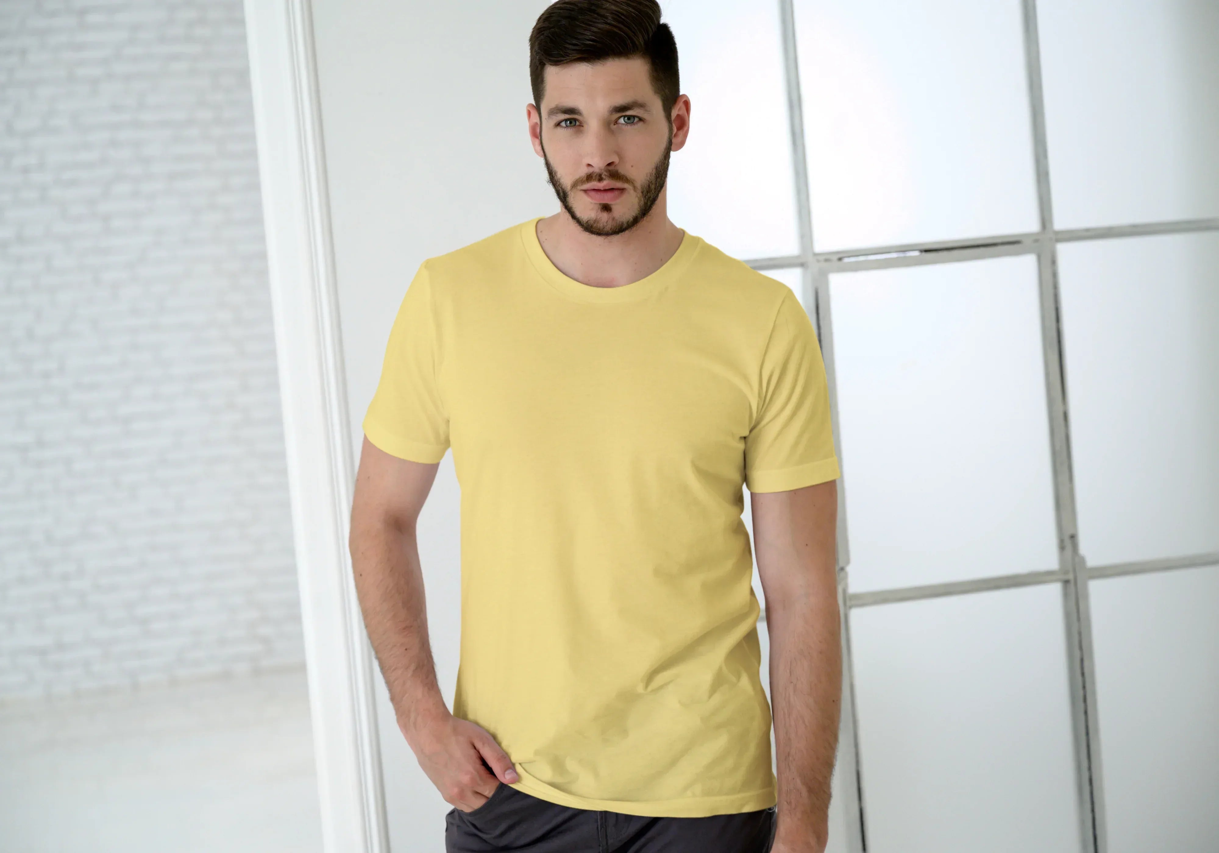 Solid Yellow Classic Crew T-Shirt for Men - Not So Suttle